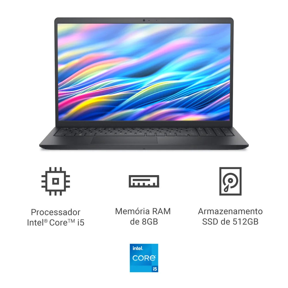 Notebook Dell 15 Dc15-i51334u-u50 15.6" Full Hd 13ª Gen Intel Core i5 8GB 512gb SSD Linux Preto Carbono Notebook Dell 15 Dc15-i51334u-u50 15.6" Full Hd 13ª Gen Intel Core i5 8GB 512gb SSD Linux Preto Carbono