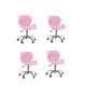 Kit 4 Cadeiras Office Eiffel Slim Com Base Giratória E Ajustável Rosa