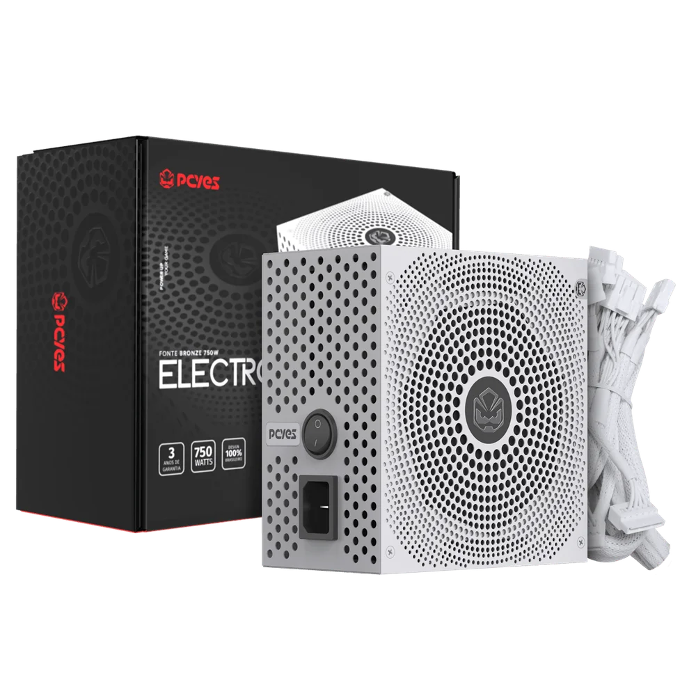 Fonte Gamer PCyes Electro V2 750w White Ghost 80 Plus Bronze - Elecv2wg750w Fonte Gamer PCyes Electro V2 750w White Ghost 80 Plus Bronze - Elecv2wg750w