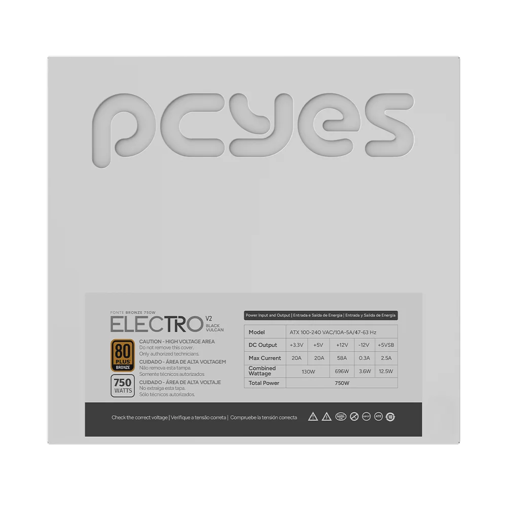 Fonte Gamer PCyes Electro V2 750w White Ghost 80 Plus Bronze - Elecv2wg750w Fonte Gamer PCyes Electro V2 750w White Ghost 80 Plus Bronze - Elecv2wg750w