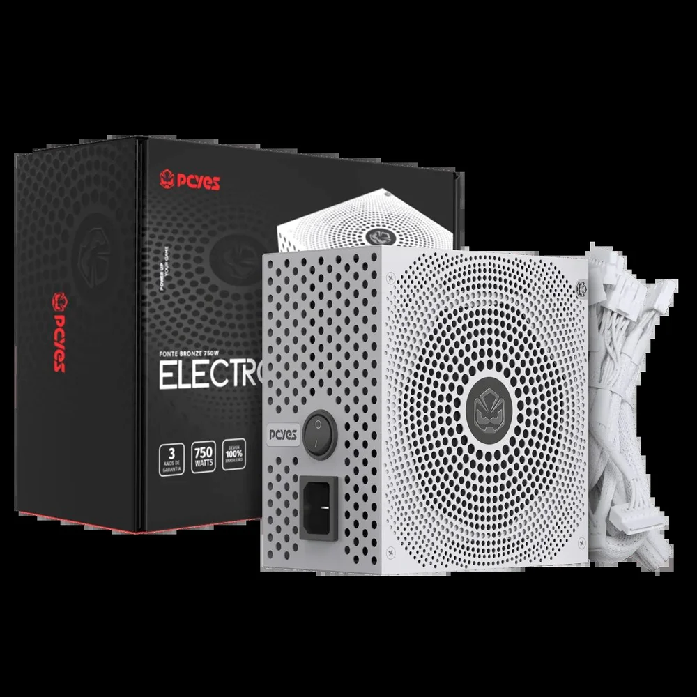 Fonte Gamer PCyes Electro V2 750w White Ghost 80 Plus Bronze - Elecv2wg750w Fonte Gamer PCyes Electro V2 750w White Ghost 80 Plus Bronze - Elecv2wg750w