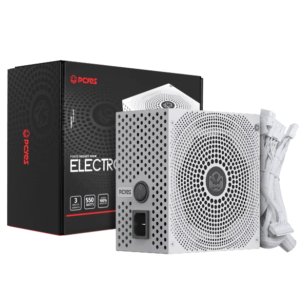 Fonte Gamer PCyes Electro V2 550w White Ghost 80 Plus Bronze - Elecv2wg550w Fonte Gamer PCyes Electro V2 550w White Ghost 80 Plus Bronze - Elecv2wg550w