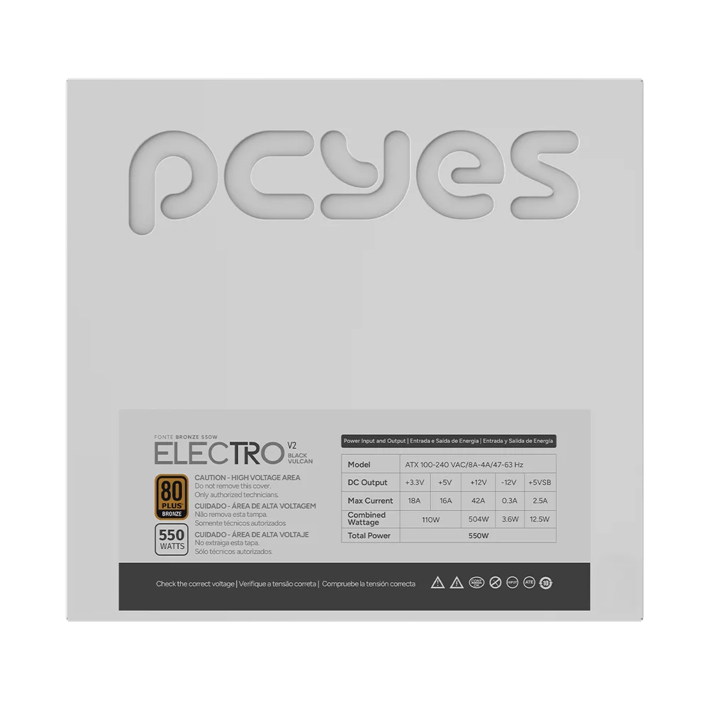 Fonte Gamer PCyes Electro V2 550w White Ghost 80 Plus Bronze - Elecv2wg550w Fonte Gamer PCyes Electro V2 550w White Ghost 80 Plus Bronze - Elecv2wg550w
