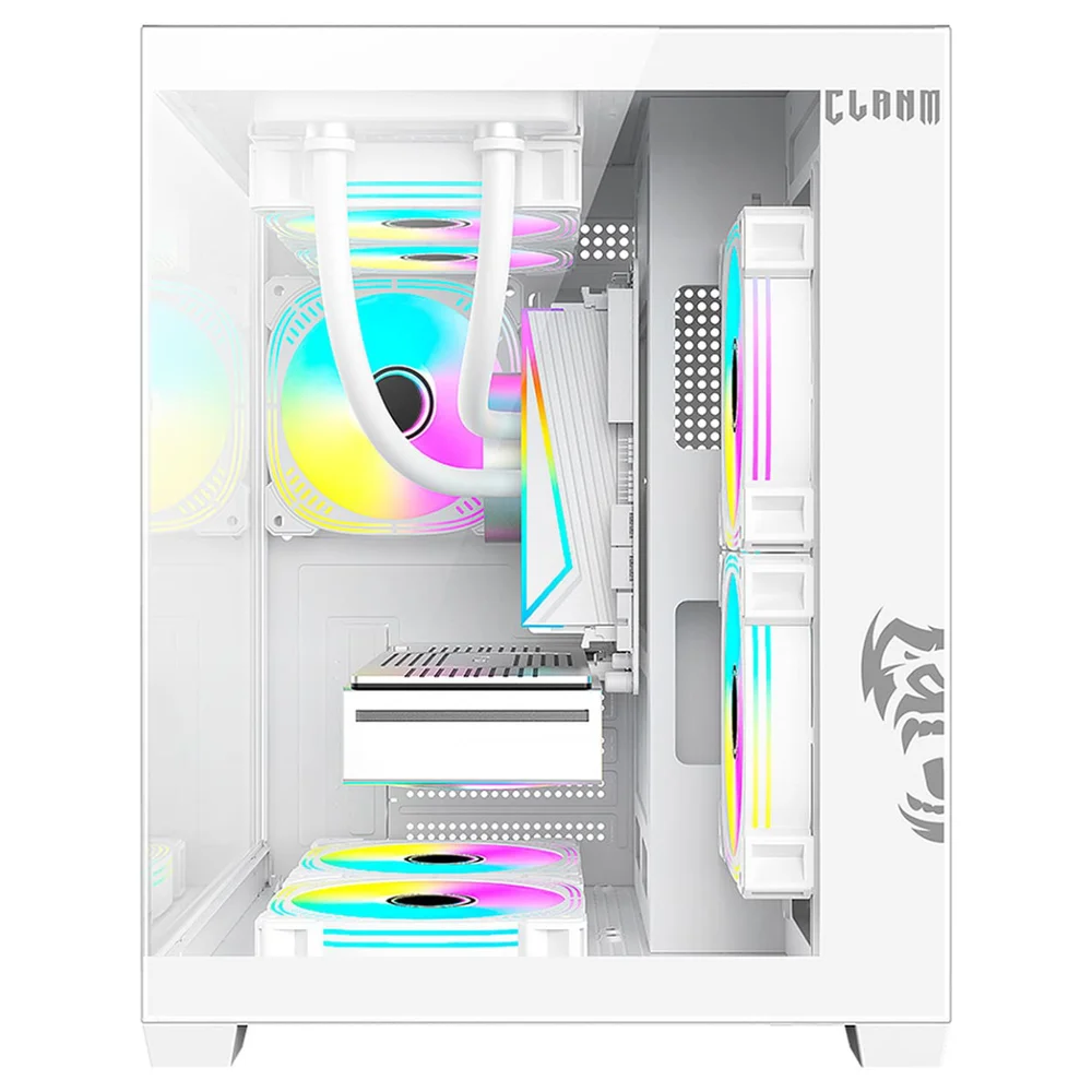 Gabinete Gamer Clanm Grodd Snow Branco mATX mini-ITX VGA 330mm 5 Slots Vidro 3mm USB 3.0 Gabinete Gamer Clanm Grodd Snow Branco mATX mini-ITX VGA 330mm 5 Slots Vidro 3mm USB 3.0