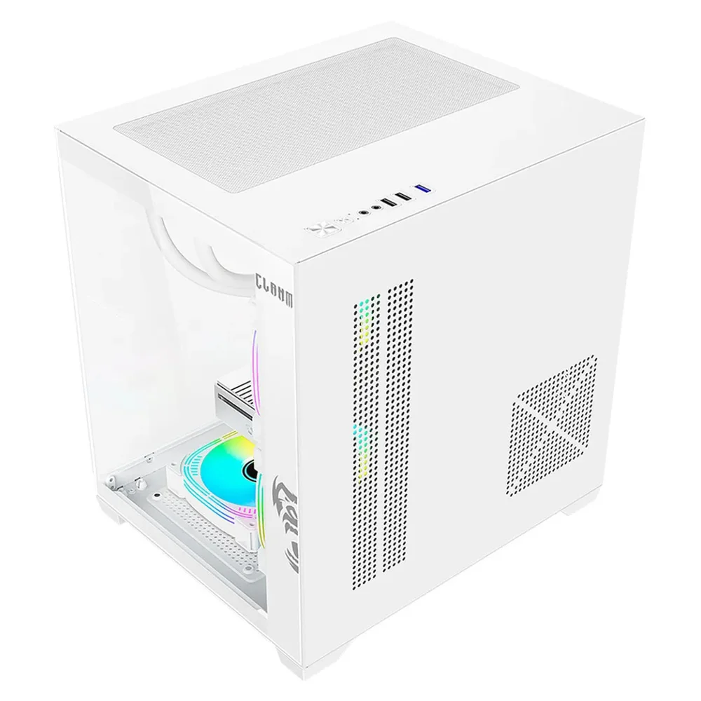 Gabinete Gamer Clanm Grodd Snow Branco mATX mini-ITX VGA 330mm 5 Slots Vidro 3mm USB 3.0 Gabinete Gamer Clanm Grodd Snow Branco mATX mini-ITX VGA 330mm 5 Slots Vidro 3mm USB 3.0