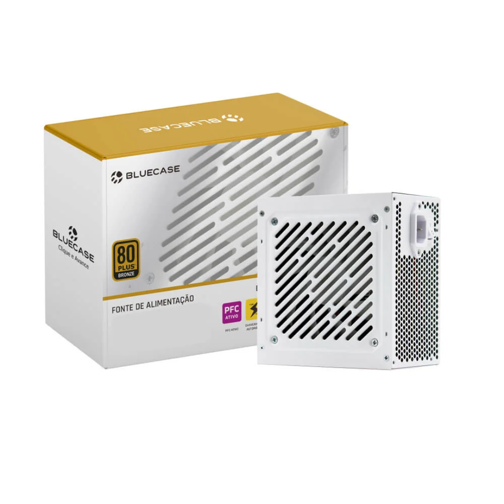 Fonte Atx 0400 W Bluecase, Blu400r-82ew, 80 Plus Bronze, Pfc Ativo, Com Cabo, Com Caixa, Branca Fonte Atx 0400 W Bluecase, Blu400r-82ew, 80 Plus Bronze, Pfc Ativo, Com Cabo, Com Caixa, Branca