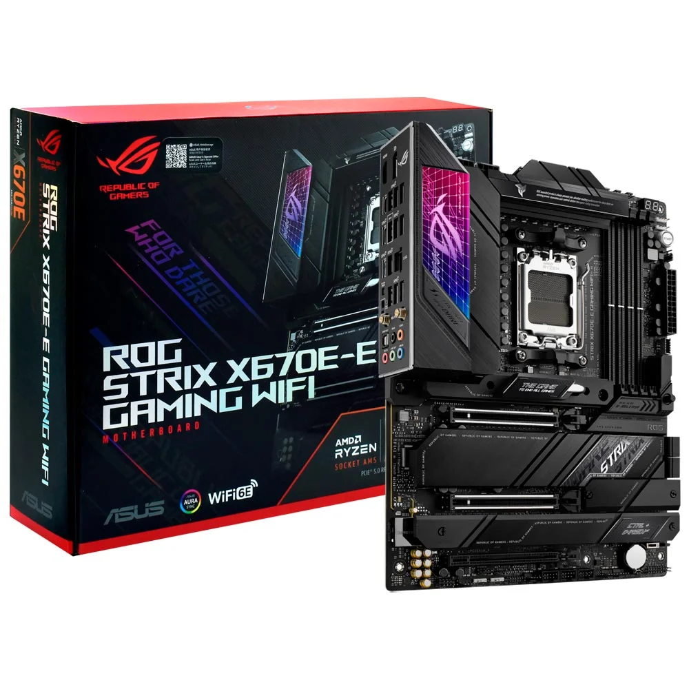 Placa Mãe Asus Rog Strix X670e-e Gaming Wi-fi Socket Am5 / Ddr5 Placa Mãe Asus Rog Strix X670e-e Gaming Wi-fi Socket Am5 / Ddr5