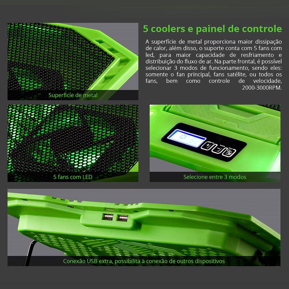 Master Cooler Verde Gamer Com Led Warrior - Ac292