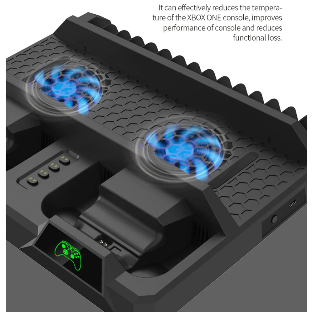 Suporte Base Vertical Xbox One/S/X, Com Cooler, Dock, 2 Bateria Suporte Base Vertical Xbox One/S/X, Com Cooler, Dock, 2 Bateria