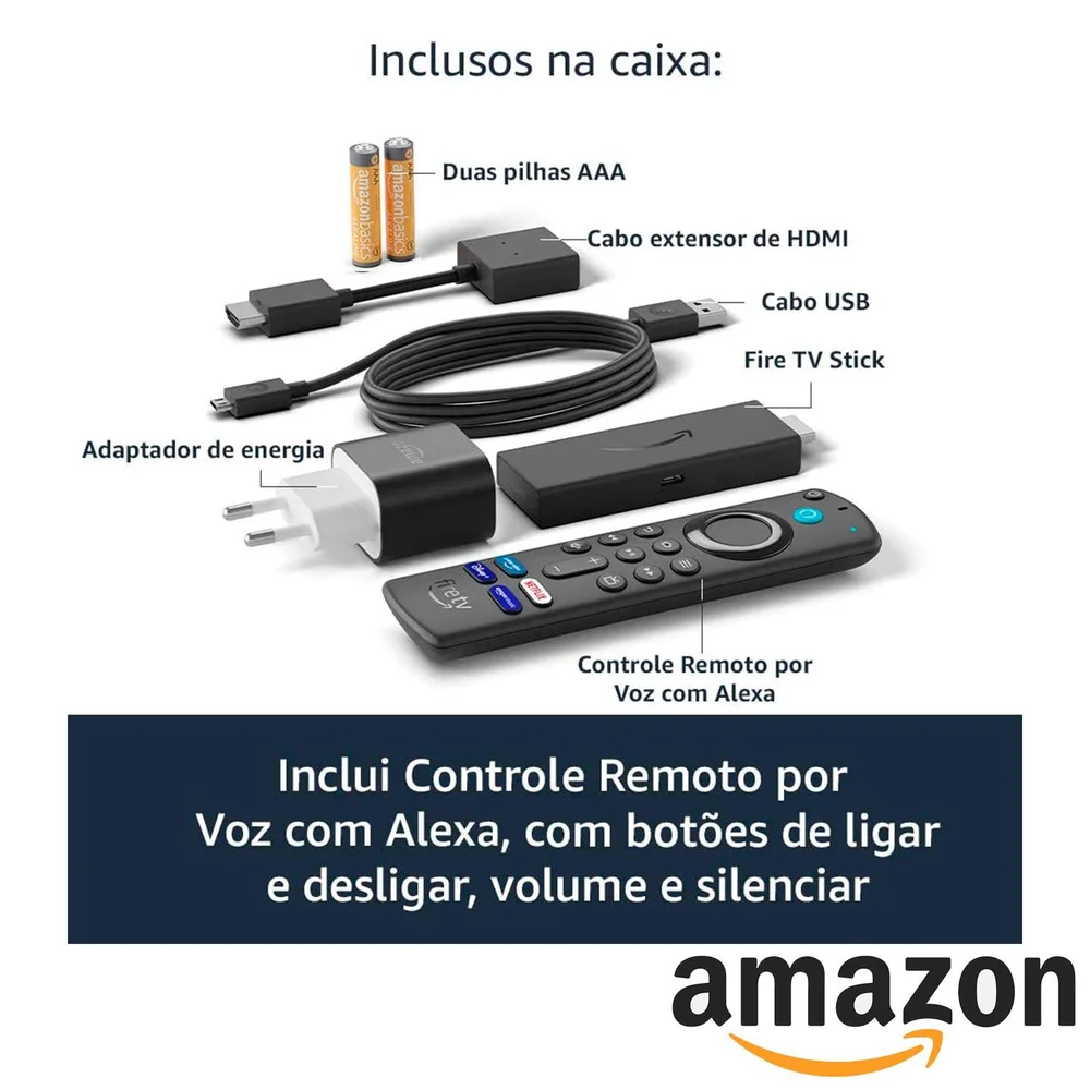 Fire Tv Stick Com Controle Remoto Por Voz Com Alexa - Amazon - Bivolt Fire Tv Stick Com Controle Remoto Por Voz Com Alexa - Amazon - Bivolt
