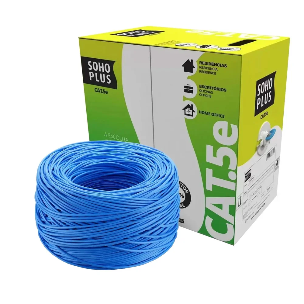 Cabo Lan U/utp Cat.5e 24 Awg, 4 Pares, Cmx 305m, 100% Cobre, Azul