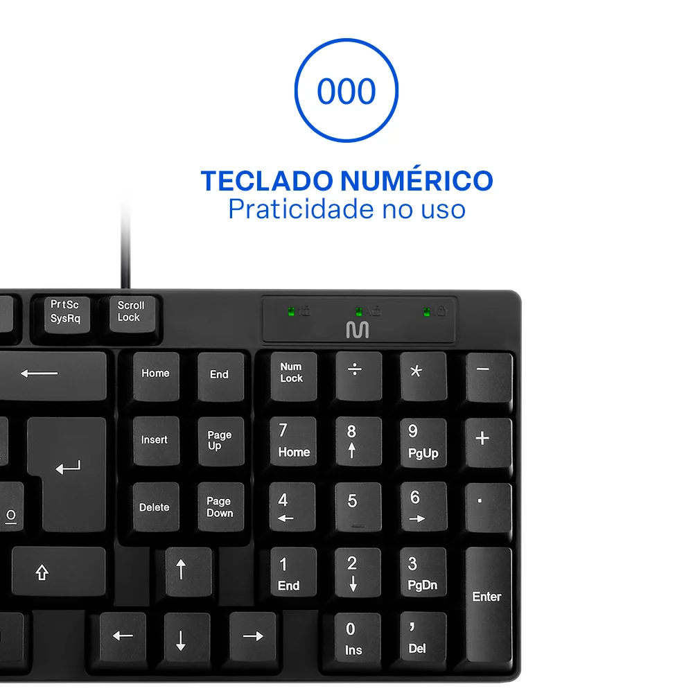 Teclado USB Multi, Padrão ABNT2, Slim, Preto - TC193BU