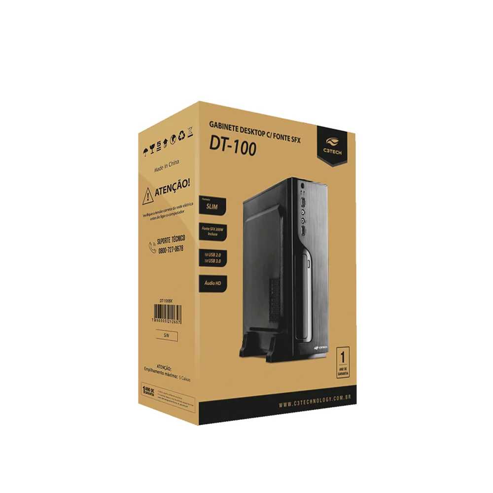 Gabinete Slim C3tech Dt-100bk, Micro-atx, C/ Fonte 200w Gabinete Slim C3tech Dt-100bk, Micro-atx, C/ Fonte 200w