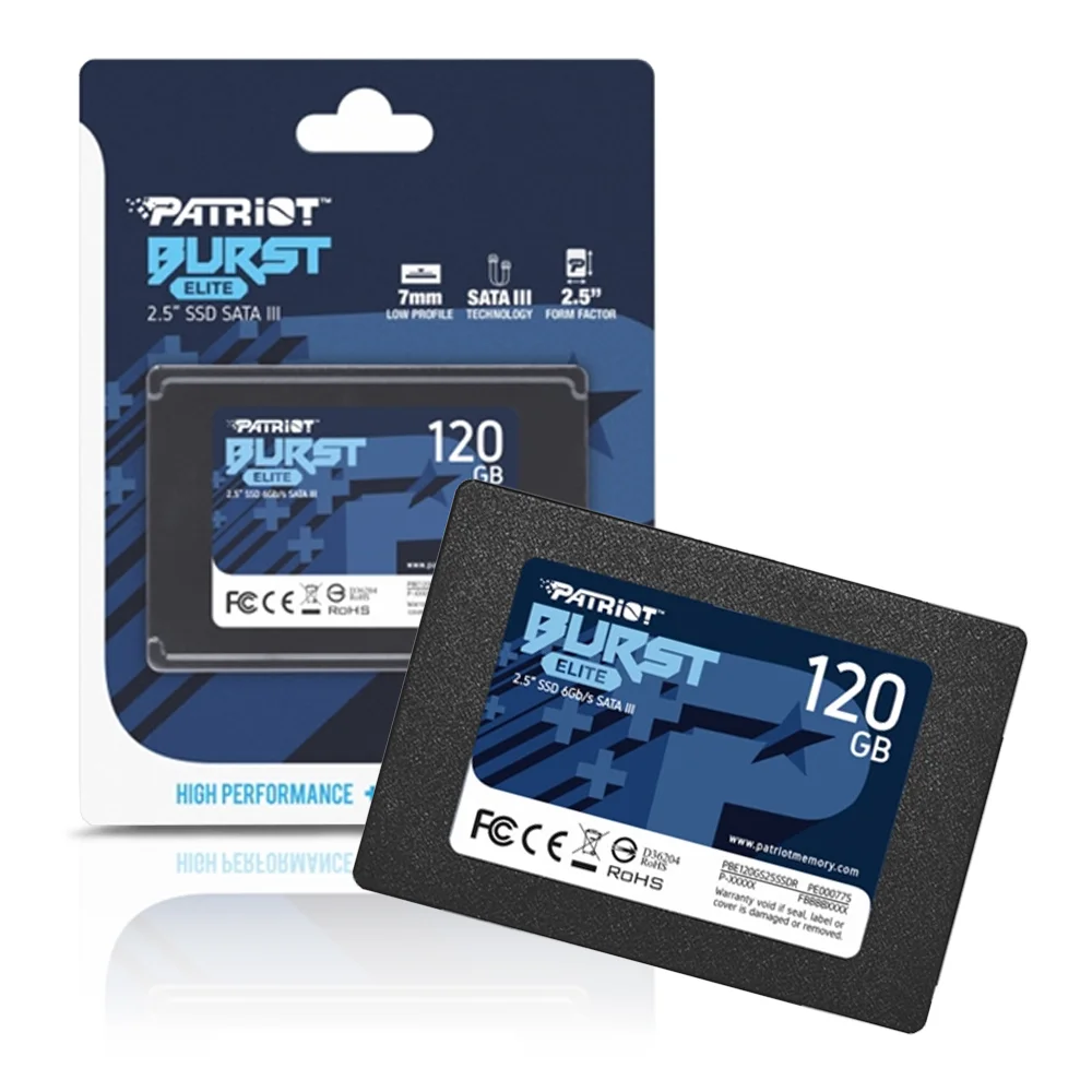 SSD Patriot Burst Elite 120GB, 2.5 Pol, SATA III, Leitura 450MB/s E Gravação 320MB/s - Pbe120gs25SSDr SSD Patriot Burst Elite 120GB, 2.5 Pol, SATA III, Leitura 450MB/s E Gravação 320MB/s - Pbe120gs25SSDr