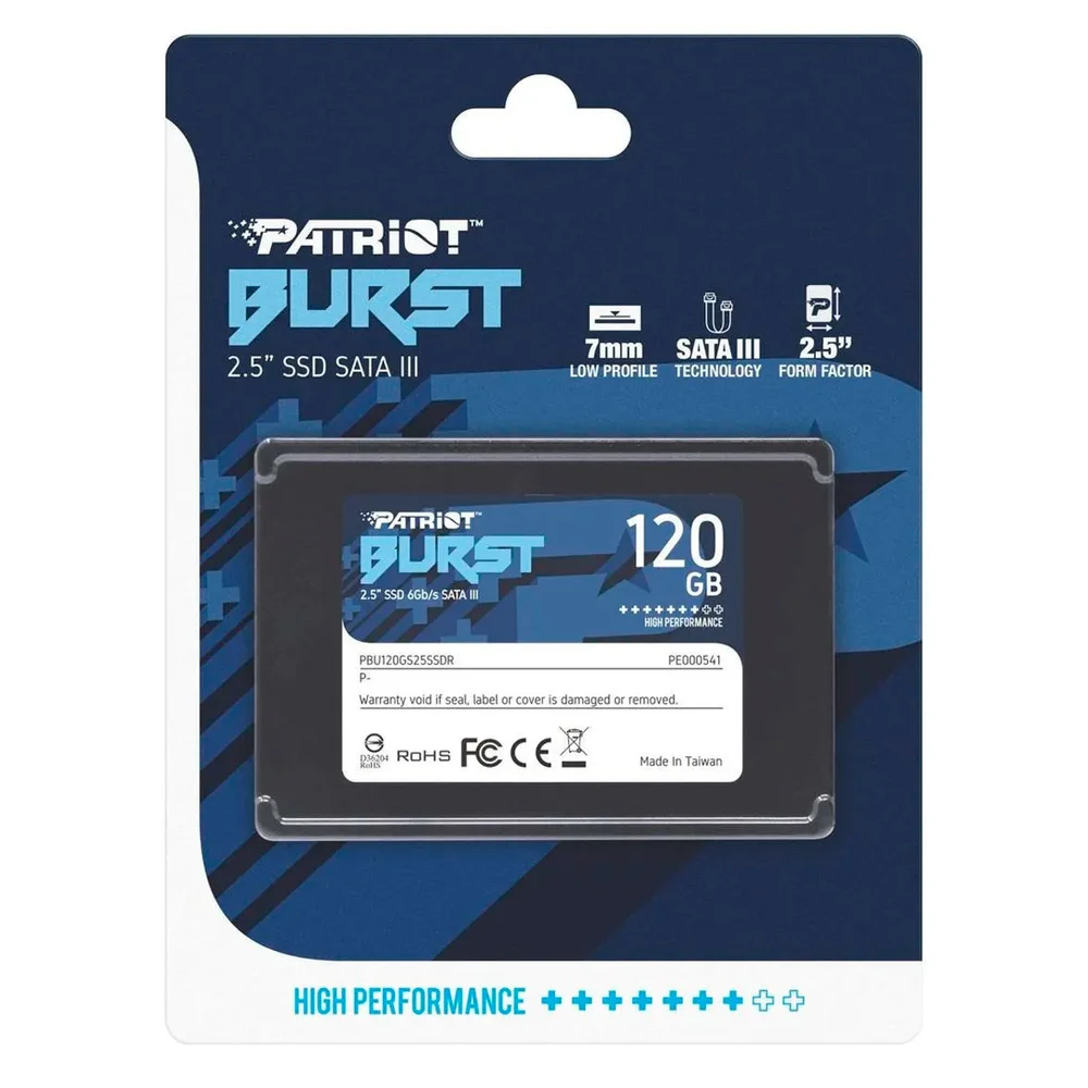 SSD Patriot Burst Elite 120GB, 2.5 Pol, SATA III, Leitura 450MB/s E Gravação 320MB/s - Pbe120gs25SSDr SSD Patriot Burst Elite 120GB, 2.5 Pol, SATA III, Leitura 450MB/s E Gravação 320MB/s - Pbe120gs25SSDr