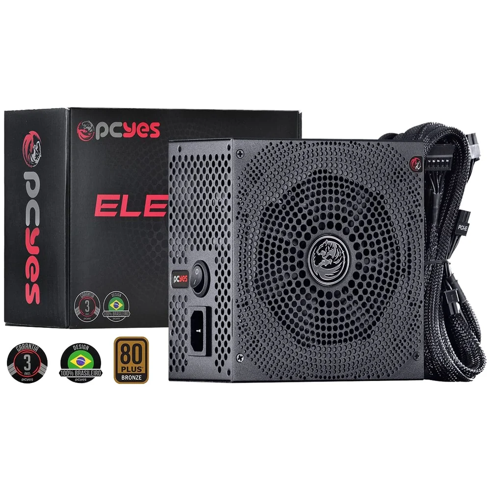 Fonte Pcyes Electro V2, 550W, 80 Plus Bronze, PFC Ativo Fonte Pcyes Electro V2, 550W, 80 Plus Bronze, PFC Ativo