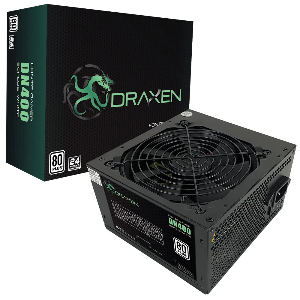 Fonte Draxen ATX, 400W, 80 Plus White, PFC Ativo - DN400 Fonte Draxen ATX, 400W, 80 Plus White, PFC Ativo - DN400