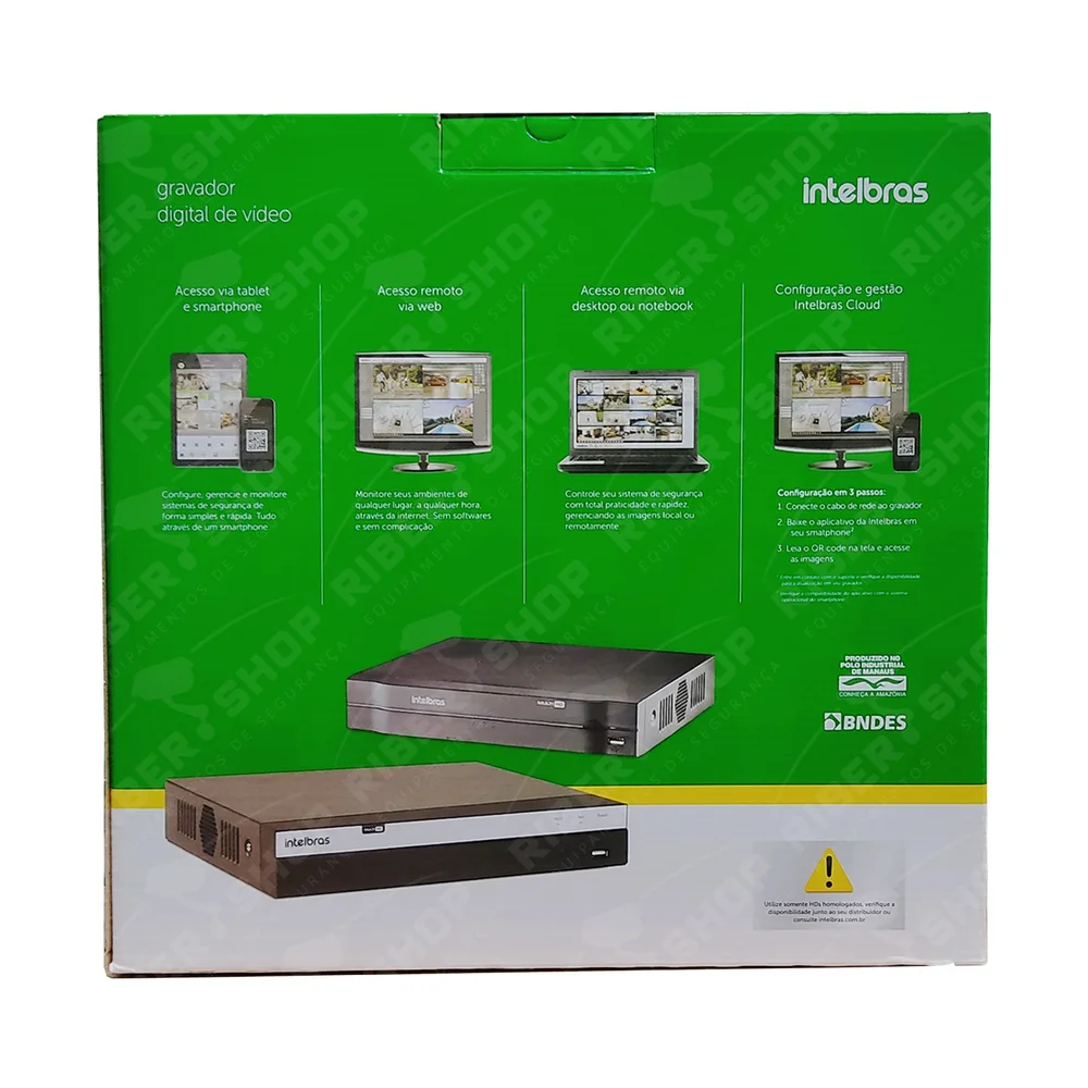 DVR 4 Canais Intelbras HD 720p + 1 IP H.265+ Até 12TB 5 em 1 Modo NVR Ipv6 Onvif S - MHDX 1104