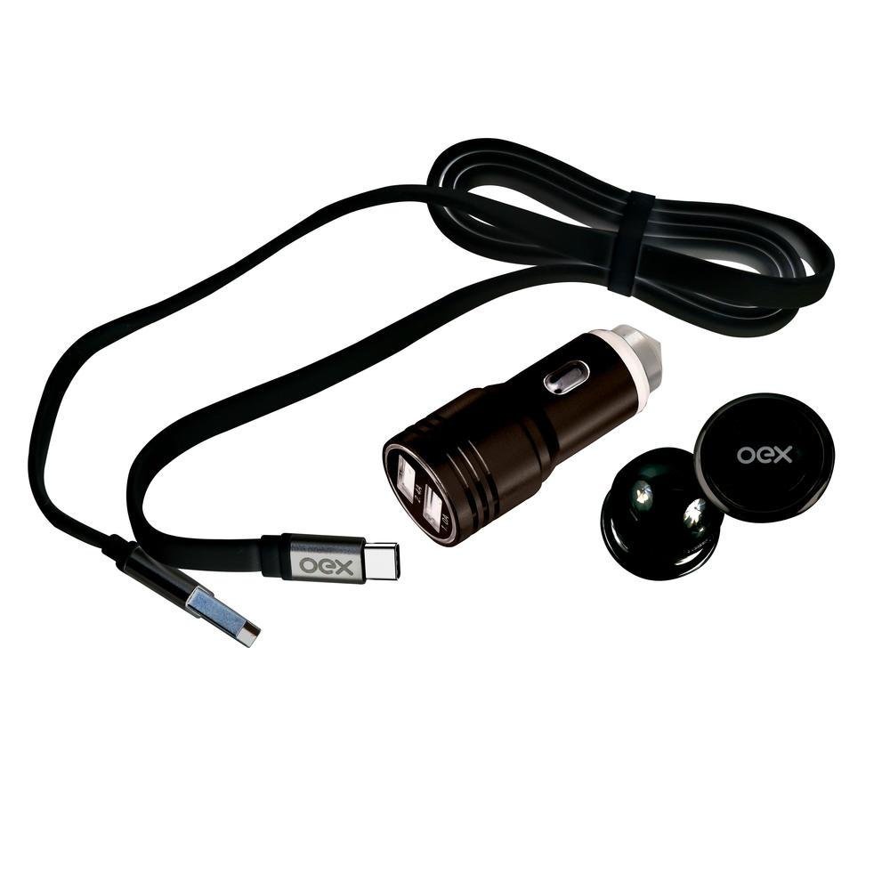 Kit Cabo Carregador Suporte Veicular Usb Tipo C