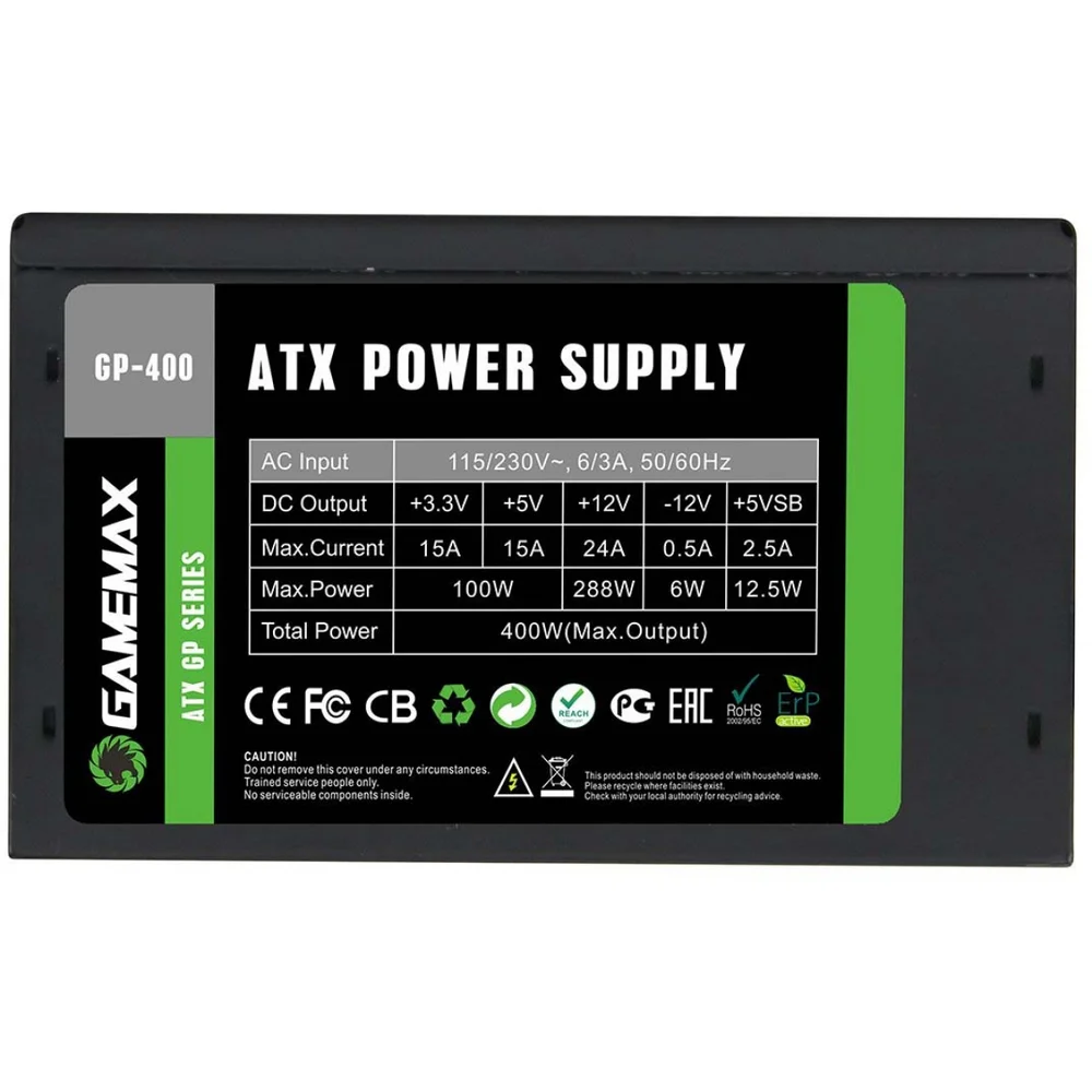 Fonte Gamemax, 400W, 80 Plus Bronze, Box - GP400A Fonte Gamemax, 400W, 80 Plus Bronze, Box - GP400A