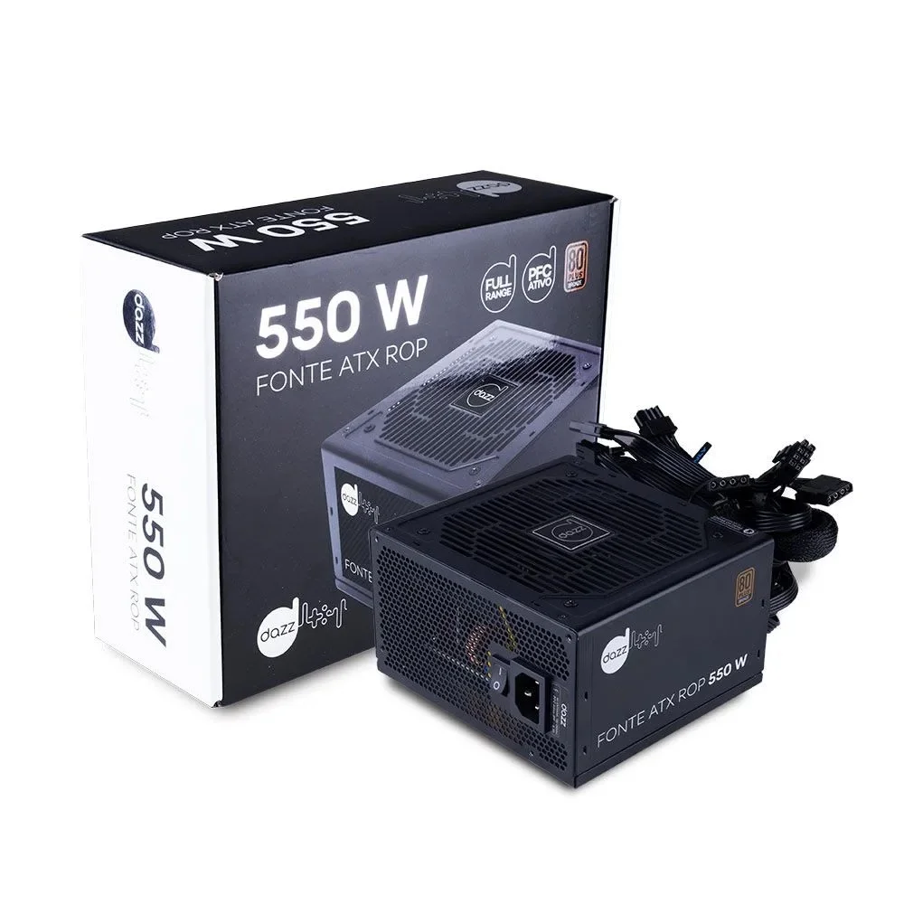 Fonte Dazz Rop ATX, 550W, 80 Plus Bronze, PFC Ativo Fonte Dazz Rop ATX, 550W, 80 Plus Bronze, PFC Ativo