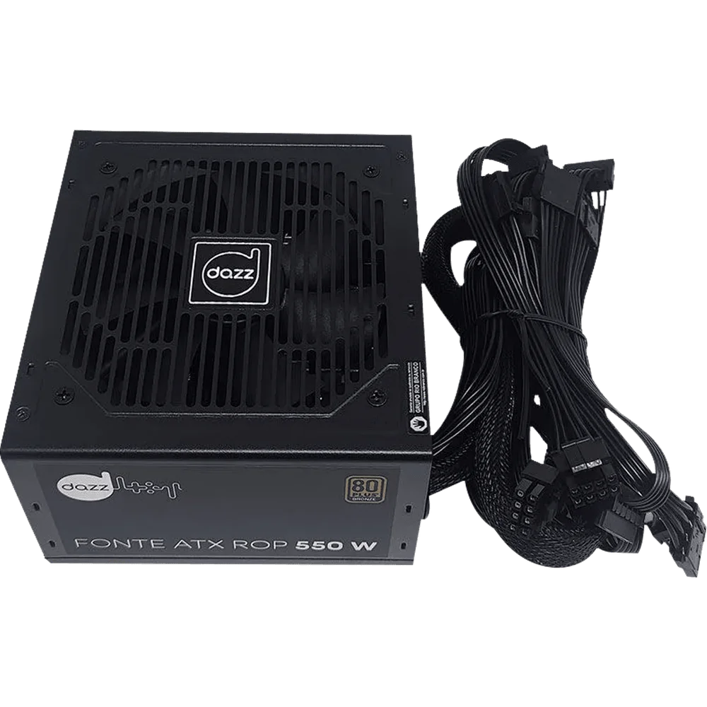 Fonte Dazz Rop ATX, 550W, 80 Plus Bronze, PFC Ativo Fonte Dazz Rop ATX, 550W, 80 Plus Bronze, PFC Ativo