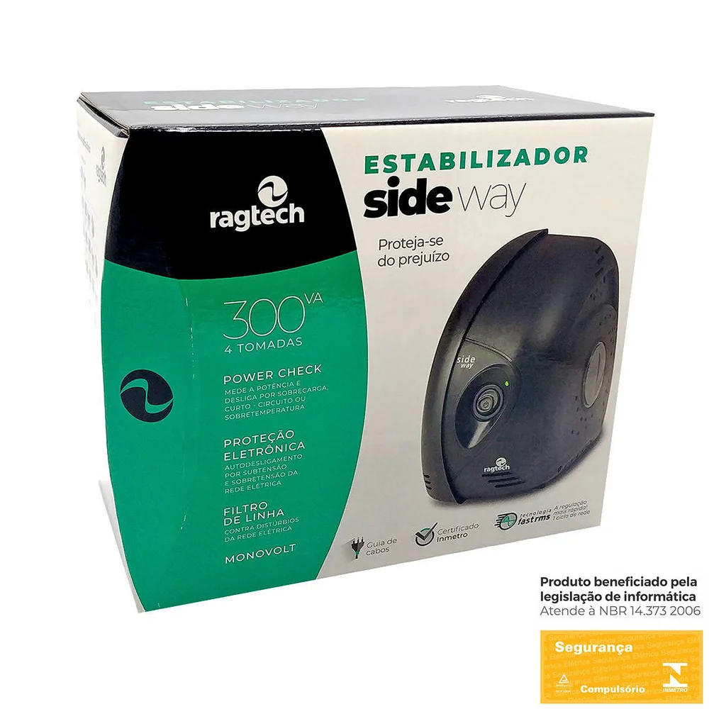 Estabilizador Ragtech Sideway, 300VA, 115/115, 4 Tomadas - 20SDW5301