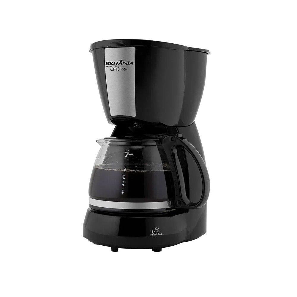 Cafeteira Britânia, Jarra De Vidro E Filtro Lavável, Inox, 110V - CP15 Cafeteira Britânia, Jarra De Vidro E Filtro Lavável, Inox, 110V - CP15