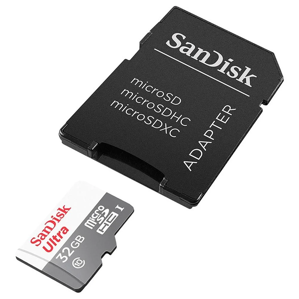Cartão De Memória Micro SD Sandisk Ultra 32GB, Classe 10, C/ Adaptador - Sdsqunr-032g-gn3ma Cartão De Memória Micro SD Sandisk Ultra 32GB, Classe 10, C/ Adaptador - Sdsqunr-032g-gn3ma