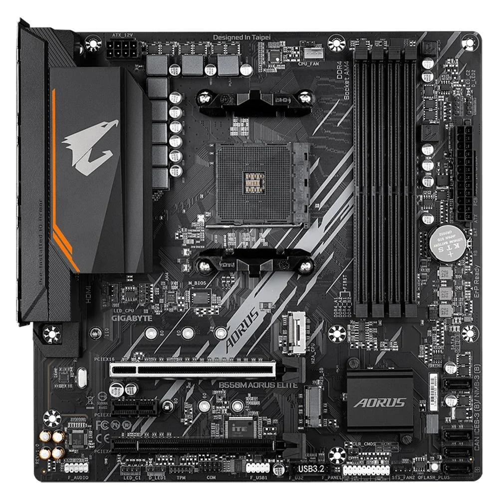 Placa-Mãe Gigabyte B550M Aorus Elite, AMD AM4, Micro ATX, DDR4 Placa-Mãe Gigabyte B550M Aorus Elite, AMD AM4, Micro ATX, DDR4