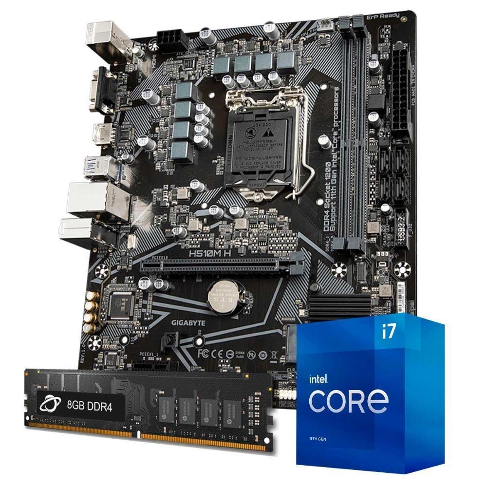intel corei7 11700 + H570マザーボードセット Kit Upgrade i7 11700 + Placa Gigabyte H510M-H + Memória 8GB