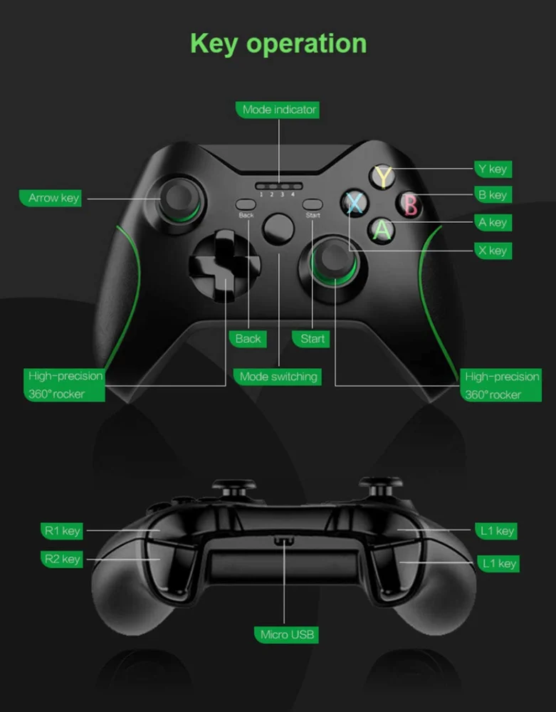 Controle Sem Fio Para Pc Com Adaptador, Compatível X Box One / S / X /, Altomex, Preto Controle Sem Fio Para Pc Com Adaptador, Compatível X Box One / S / X /, Altomex, Preto