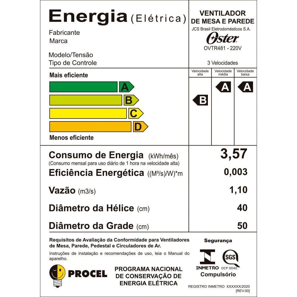 Ventilador Oster Power Fresh Ovtr481 Preto 220v