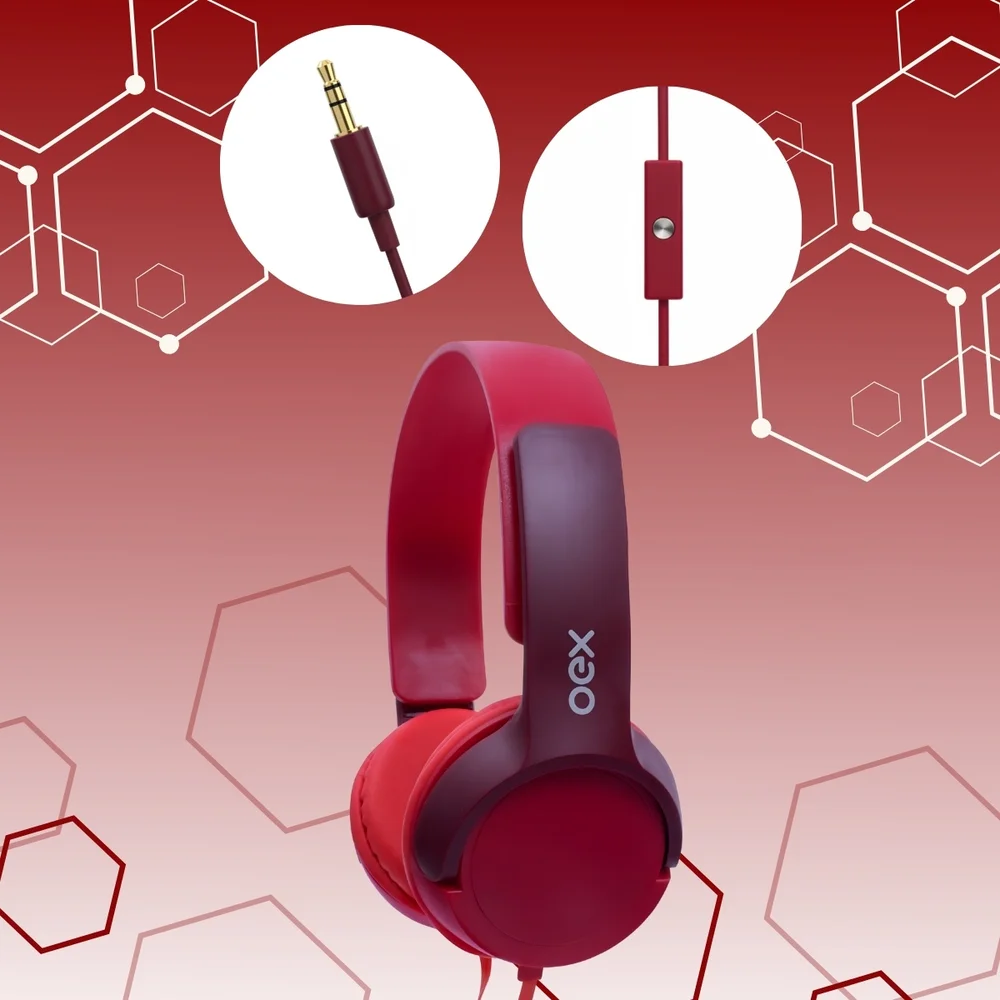 Headphone Teen Vermelho Oex Hp303 Kabum
