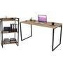 Kit Mesa Para Escritório Com Estante Office Estilo Industrial Form C01 135 Cm Carvalho - Lyam Decor