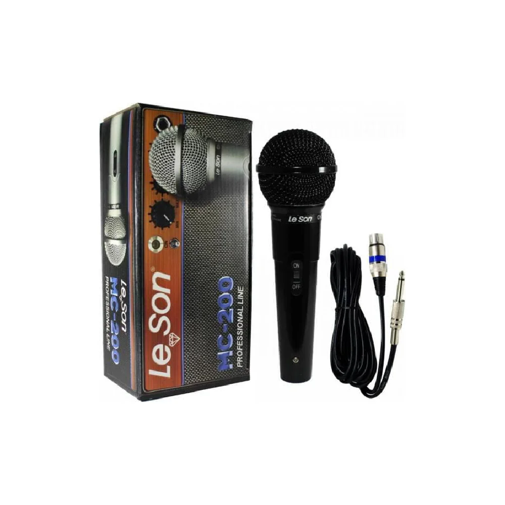 micchan Microfone Dinâmico Cardióide MC200 Preto LESON
