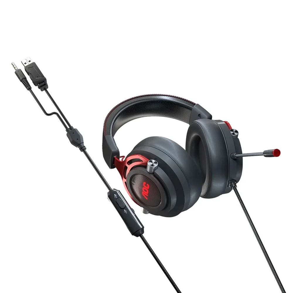 Headset Gamer AOC GH210, Driver De 50Mm, LED E Microfone Removível - GH210RA1B Headset Gamer AOC GH210, Driver De 50Mm, LED E Microfone Removível - GH210RA1B