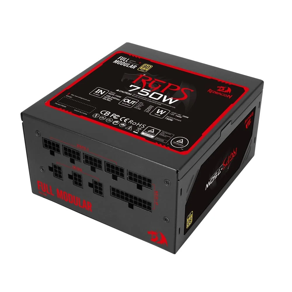 Fonte Atx, Redragon, Rgps-750w, 80 Plus Gold, 750w, Full Modular - Gc-ps009 Fonte Atx, Redragon, Rgps-750w, 80 Plus Gold, 750w, Full Modular - Gc-ps009