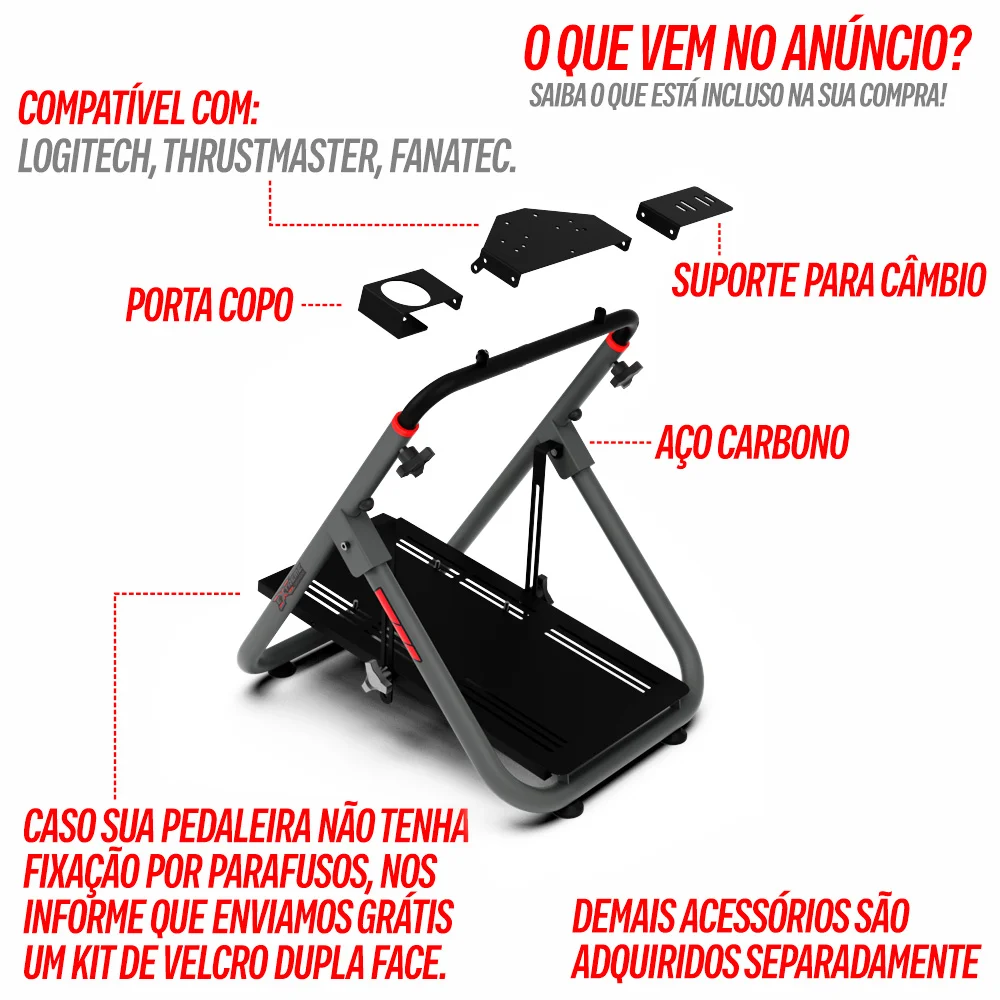Suporte Para Volante Extreme Simracing, Cockpit Simulador Sxt V2, Cinza, Logitech G27,g29,g920,g923, Fanatec, Thrustmaster, Simagic Suporte Para Volante Extreme Simracing, Cockpit Simulador Sxt V2, Cinza, Logitech G27,g29,g920,g923, Fanatec, Thrustmaster, Simagic