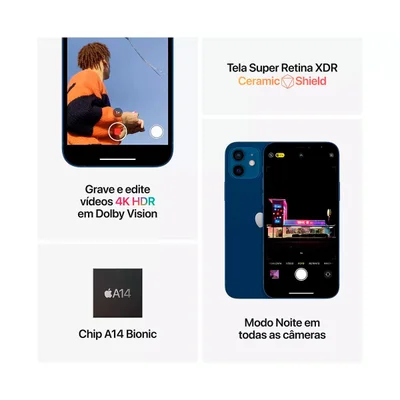 AppIe iPhone 12 ブラック Apple iPhone 12 64GB 5G - Vitrine - tela Super Retina XDR OLED 6.1