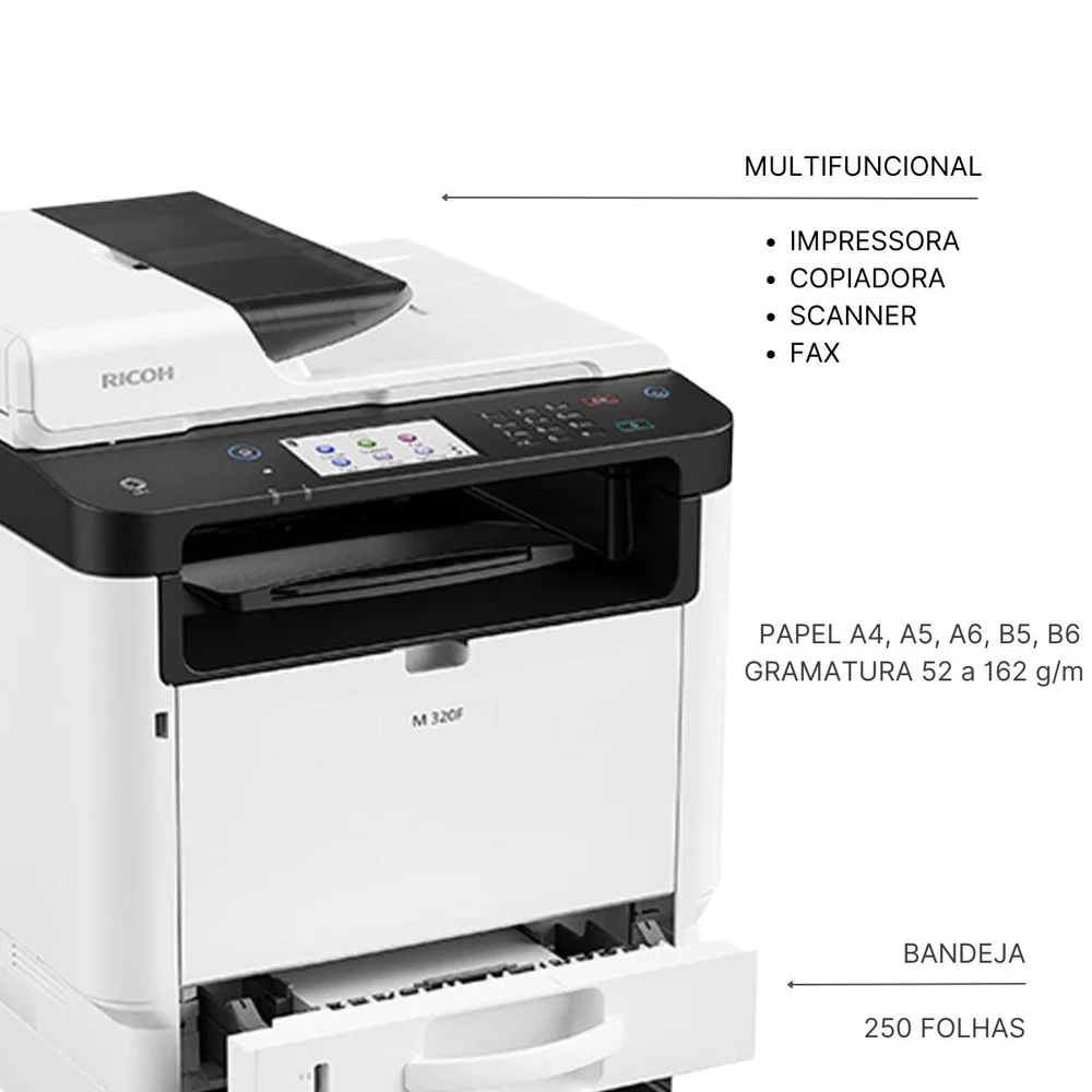Impressora Multifuncional Laser Ricoh Mp320f