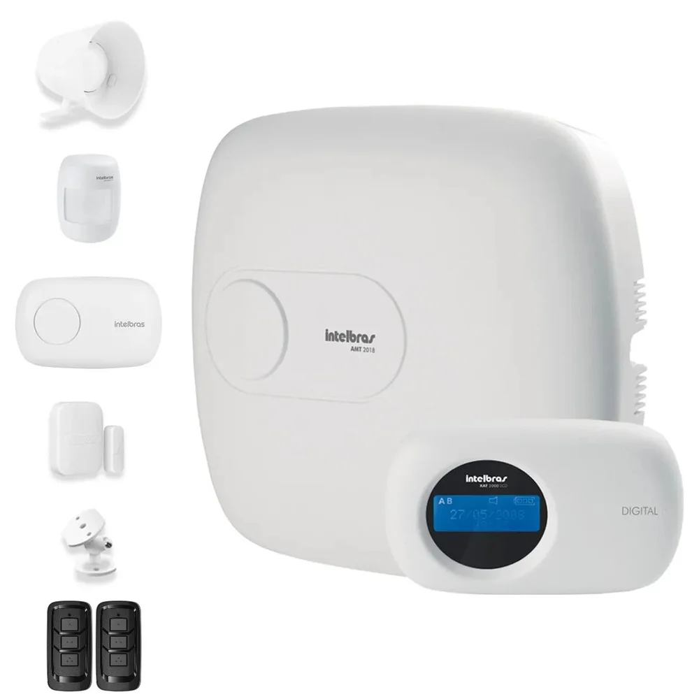 Kit De Alarme Intelbras Amt 2018 E Com 02 Sensores Com Monitoramento Por Aplicativo Via Internet Sem Fio