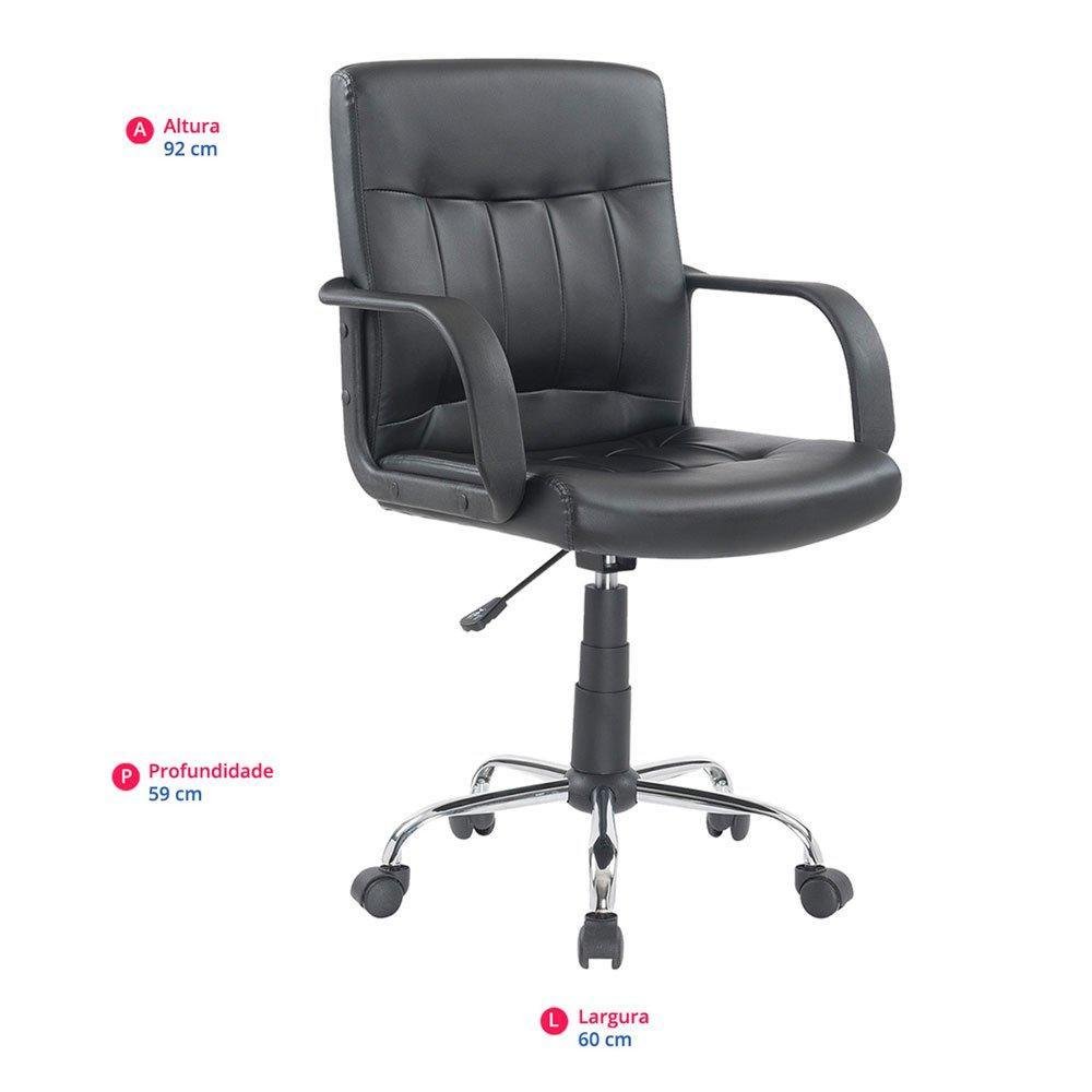 Cadeira Office Carrefour Home, até 90 kg, Ajuste de Altura, Poder girar 360, Preto - Ml-2431-2