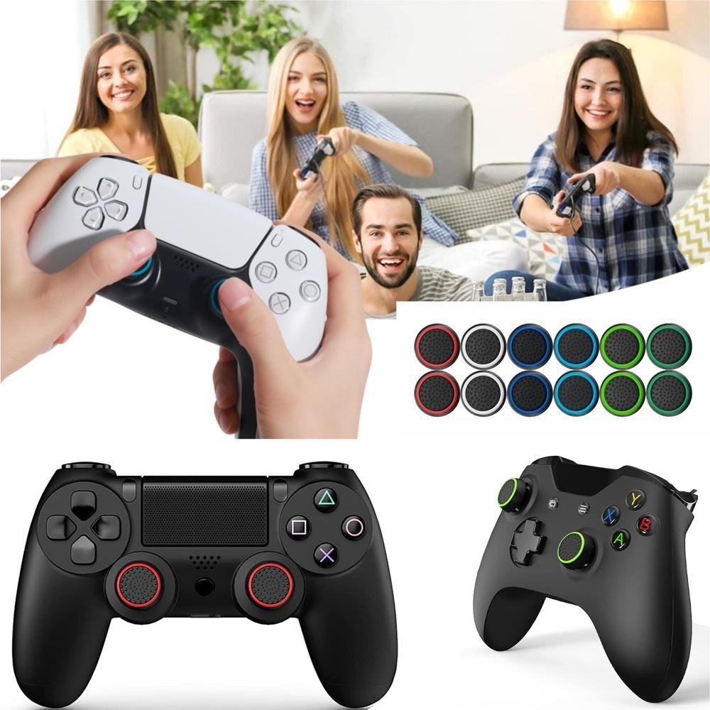 Grips, 4 Pares, Para Controle, Anti Derrapante, Silicone, Botão Analógico Do Joystick, Azul Claro