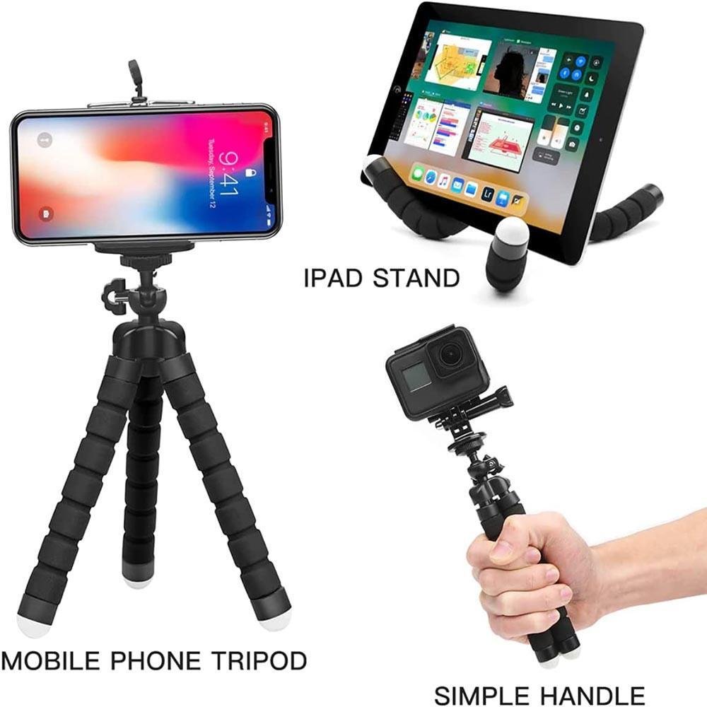 Tripé Portátil Mini Polvo Com Suporte Para Telefone Para Selfies Vermelho Tripé Portátil Mini Polvo Com Suporte Para Telefone Para Selfies Vermelho