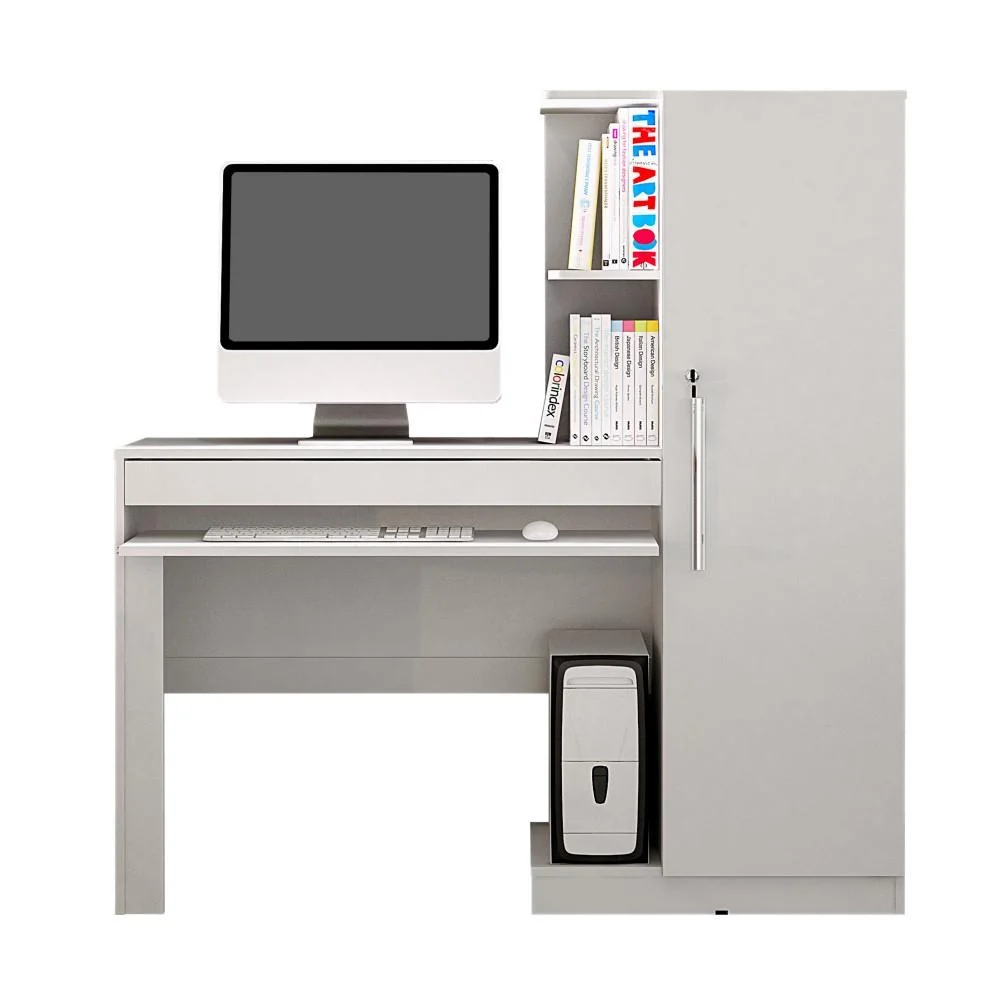 Mesa Escrivaninha Para Pc Computador Home Office Estudo Cpu 1 Gaveta Quarto Escritório Mdf Branco Mesa Escrivaninha Para Pc Computador Home Office Estudo Cpu 1 Gaveta Quarto Escritório Mdf Branco