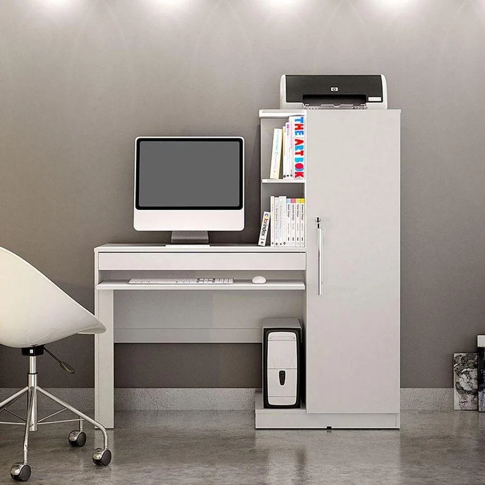 Mesa Escrivaninha Para Pc Computador Home Office Estudo Cpu 1 Gaveta Quarto Escritório Mdf Branco Mesa Escrivaninha Para Pc Computador Home Office Estudo Cpu 1 Gaveta Quarto Escritório Mdf Branco