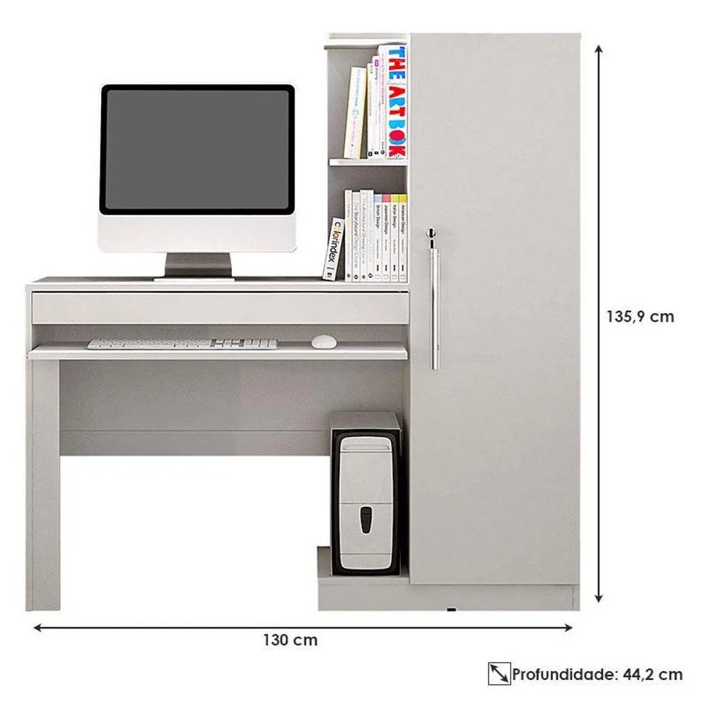 Mesa Escrivaninha Para Pc Computador Home Office Estudo Cpu 1 Gaveta Quarto Escritório Mdf Branco Mesa Escrivaninha Para Pc Computador Home Office Estudo Cpu 1 Gaveta Quarto Escritório Mdf Branco