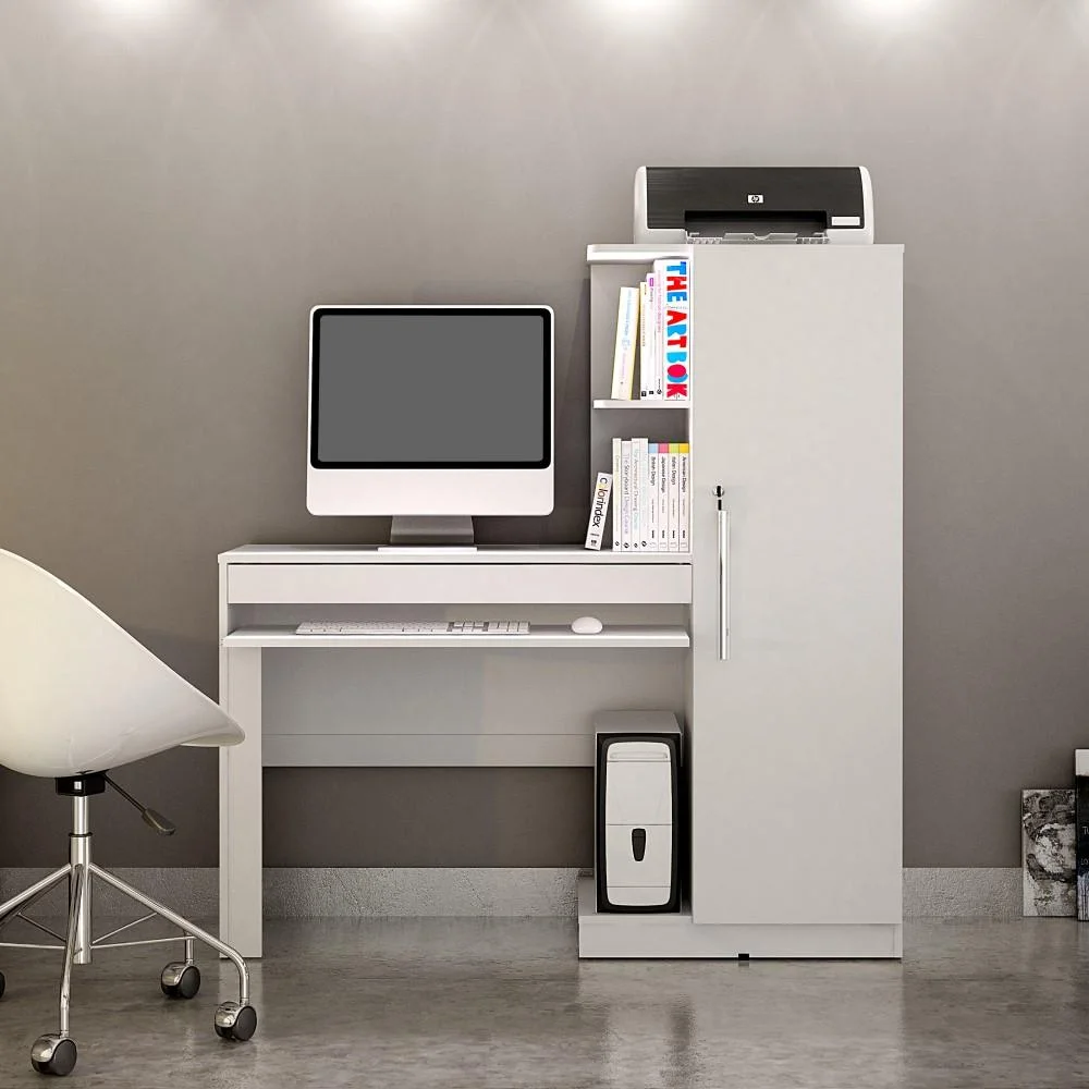 Mesa Escrivaninha Para Pc Computador Home Office Estudo Cpu 1 Gaveta Quarto Escritório Mdf Branco Mesa Escrivaninha Para Pc Computador Home Office Estudo Cpu 1 Gaveta Quarto Escritório Mdf Branco