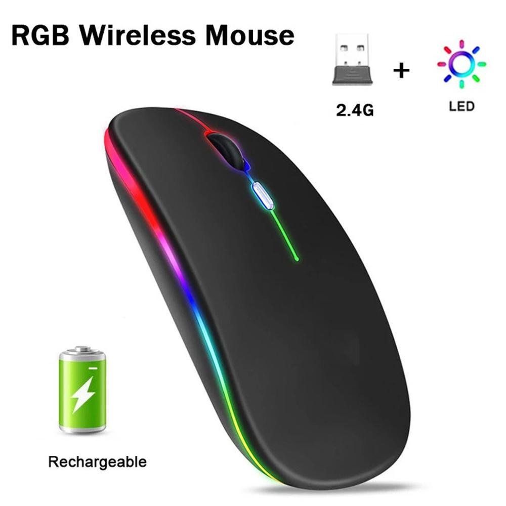 Mouse Sem Fio Fy Wireless Recarregável RGB Gamer 1600DPI, preto Mouse Sem Fio Fy Wireless Recarregável RGB Gamer 1600DPI, preto